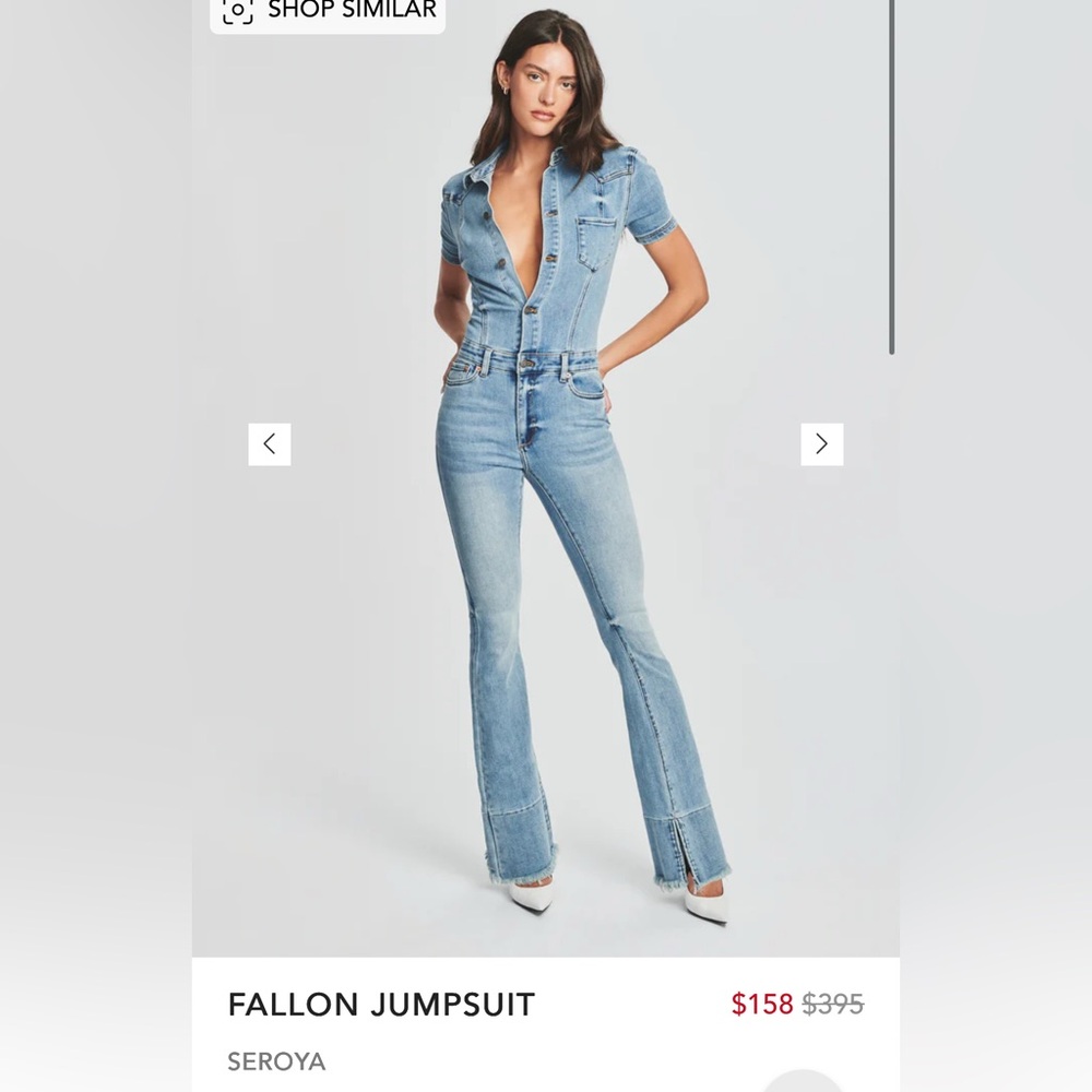 Seroya Fallon Blue Denim Jumpsuit Small